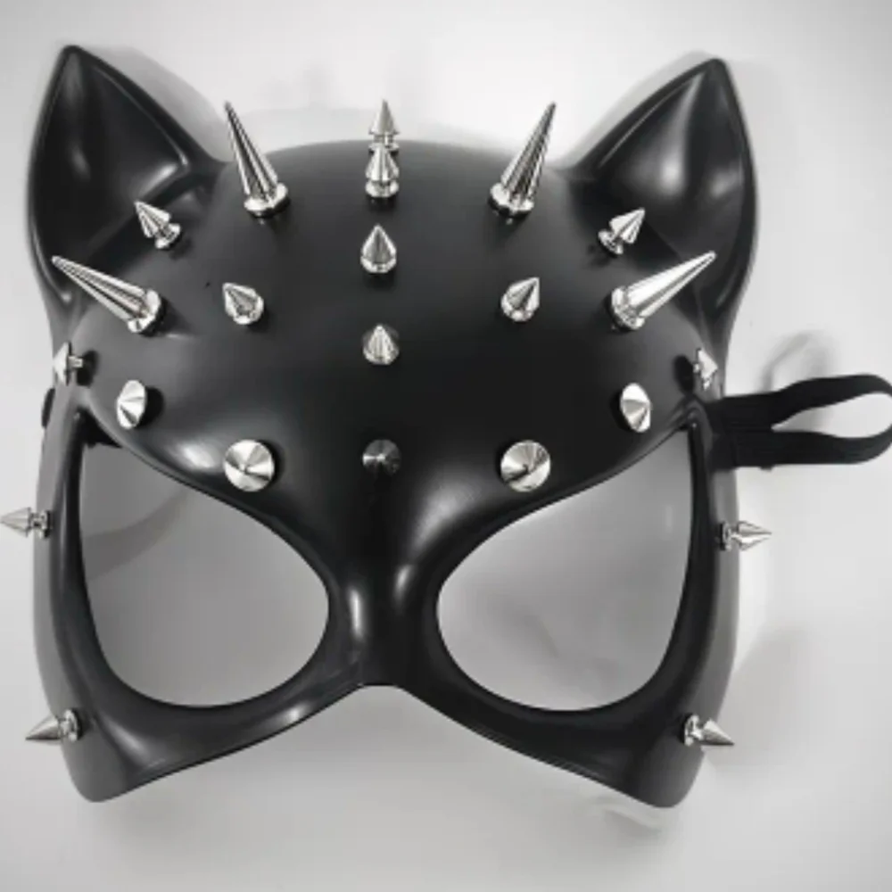 🐈‍⬛ Cosplay High Quality Acrylic Half Face Spiked & Studded Sexy Black Cat Mask